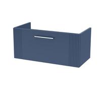 Hudson Reed Deco Wall Hung 1-Drawer Vanity Unit, Spacious Modern Vanity Unit In Bathroom With Bar Handle Design, Satin Blue