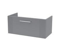Hudson Reed Deco Wall Hung 1-Drawer Vanity Unit, Stylish Modern Vanity Unit In Bathroom With Bar Handle Design, Satin Grey