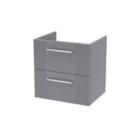 Hudson Reed Deco Wall Hung 2-Drawer Vanity Unit, Stylish Modern Vanity Unit In Bathroom With Bar Handle Design, Satin Grey