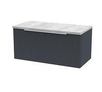 Hudson Reed Fluted Satin Anthracite 800mm Wall Hung Single Drawer Vani