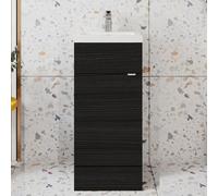 Hudson Reed Fusion Woodgrain Single Door Combination Vanity Unit | Charcoal Black | MDF | 400mm