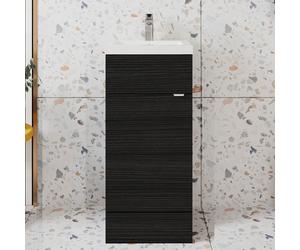 Hudson Reed Fitted FS Vanity Unit with Basin 400mm Charcoal Woodgrain