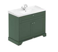 Hudson Reed Floor Standing 2 Door Traditional Vanity Unit With 1 Tap Hole Ceramic Basin, Hunter Green, 1020 X 470 mm