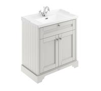 Old London Woodgrain 2 Door Vanity Unit and Edwardian Basin | Timeless Sand | MDF | 800mm