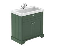 Hudson Reed Floor Standing 2 Door Traditional Vanity Unit With 1 Tap Hole Fireclay Basin, Hunter Green, 830 X 471 mm