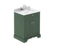 Hudson Reed Floor Standing 2 Door Traditional Vanity Unit With 1 Tap Hole White Marble Top & Square Basin, 660 X 505 mm