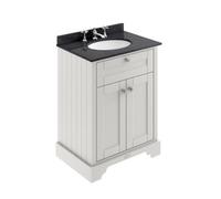 Hudson Reed Floor Standing 2 Door Traditional Vanity Unit With 3 Tap Hole Black Marble Top & Basin, Timeless Sand, 620 X 470 mm