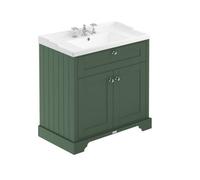 Hudson Reed Floor Standing 2 Door Traditional Vanity Unit With 3 Tap Hole Ceramic Basin, Hunter Green, 820 X 470 mm