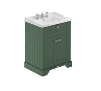 Hudson Reed Floor Standing 2 Door Traditional Vanity Unit With 3 Tap Hole Ceramic Basin, Hunter Green, 620 X 470 mm