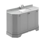 Hudson Reed Floor Standing Four Door Traditional Vanity Unit With 1 Tap Hole Grey Marble Top & Basin In Storm Grey, 1236 X 470mm