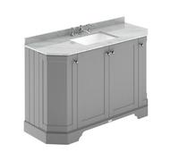 Hudson Reed Floor Standing Four Door Traditional Vanity Unit With 3 Tap Hole Grey Marble Top & Basin In Storm Grey, 1236 X 470mm