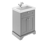 Hudson Reed Floor Standing Two Door Traditional Vanity Unit With 1 Tap Hole Fireclay Basin In Storm Grey, 630 X 471mm