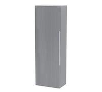 Hudson Reed FLU262 Fluted Modern Bathroom Wall Hung 1 Door Tall Unit, 400mm, Satin Grey