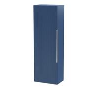 Hudson Reed FLU362 Fluted Modern Bathroom Wall Hung 1 Door Tall Unit, 400mm, Satin Blue