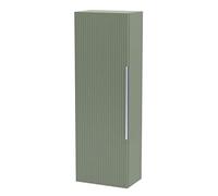 Hudson Reed FLU862 Fluted Modern Bathroom Wall Hung 1 Door Tall Unit, 400mm, Satin Green