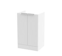 Hudson Reed Fluted 500mm Floor Standing 2-Door Unit-Satin White