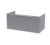 Hudson Reed Fluted 800mm Wall Hung Single Drawer Unit-Satin Grey