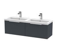 Hudson Reed Fluted Satin Anthracite 1200mm Wall Hung 2-Drawer Vanity &
