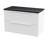 Hudson Reed Fluted 800Mm Wall Hung 2-drawer Vanity And Laminate Top - Satin White