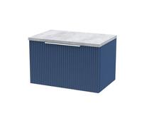 Hudson Reed Fluted Satin Blue 600mm Wall Hung Single Drawer Vanity &am