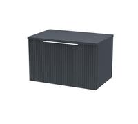 Hudson Reed Fluted Wall Mounted Single Drawer Vanity Unit with Worktop | Satin Soft Black | MDF | 600mm