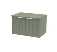 Hudson Reed Fluted Satin Green 600mm Wall Hung Single Drawer Vanity &a