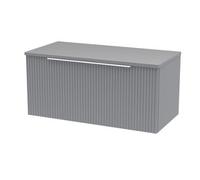Hudson Reed Fluted 800Mm Wall Hung Single Drawer Vanity And Worktop - Satin Grey