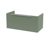 Hudson Reed Fluted Wall Hung 1-Drawer Vanity Unit, Spacious Modern Vanity Unit In Bathroom With Finger Pull Handle Design