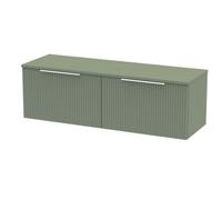 Hudson Reed Fluted Satin Green 1200mm Wall Hung 2-Drawer Vanity Unit &