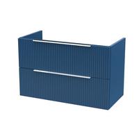 Hudson Reed Fluted Wall Hung 2-Drawer Vanity Unit, Stylish Modern Vanity Unit In Bathroom With Finger Pull Handle Design