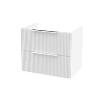 Hudson Reed Fluted Wall Hung 2-Drawer Vanity Unit, Stylish Modern Vanity Unit In Bathroom With Finger Pull Handle Design