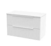 Hudson Reed Fluted Satin White 800mm Wall Hung 2-Drawer Vanity Unit &a