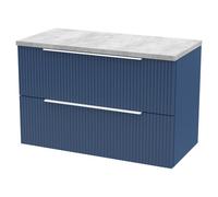 Hudson Reed Fluted Satin Blue 800mm Wall Hung 2-Drawer Vanity Unit &am