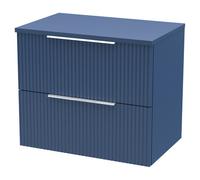 Hudson Reed Fluted Satin Blue 600mm Wall Hung 2-Drawer Vanity Unit &am