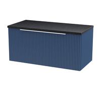Hudson Reed Fluted Satin Blue 800mm Wall Hung Single Drawer Vanity &am