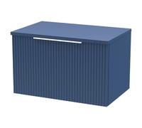 Hudson Reed Fluted Satin Blue 600mm Wall Hung Single Drawer Vanity Uni