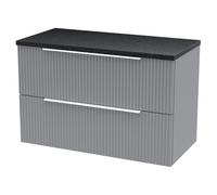 Hudson Reed Fluted Satin Grey 800mm Wall Hung 2-Drawer Vanity Unit &am