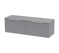 Hudson Reed Fluted Satin Grey 1200mm Wall Hung 2-Drawer Vanity Unit &a
