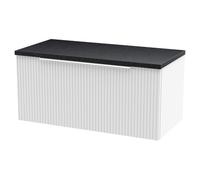 Hudson Reed Fluted 800Mm Wall Hung Single Drawer Vanity And Laminate Top - Satin White