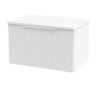 Hudson Reed Fluted Satin White 600mm Wall Hung Single Drawer Vanity &a