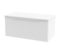 Hudson Reed Fluted Satin White 800mm Wall Hung Single Drawer Vanity &a