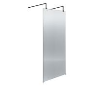 Hudson Reed Fluted Wetroom Screen, 8mm Toughened Glass, Matt Black, Art Deco Design, 2091 X 770 X 1000
