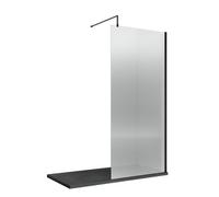 Hudson Reed Fluted Wetroom Screen, Art Deco Design, Matt Black Finish, Additional Privacy, 1950 X 800 X 1000