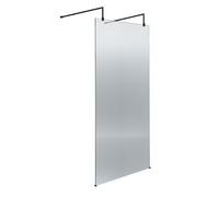 Hudson Reed Fluted Wetroom Screen With Arms And Feet, Durable Toughened Glass Modern Wetroom Panel In Matt Black, 900mm