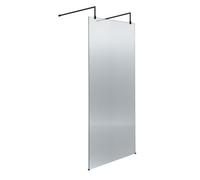 Hudson Reed 800mm Fluted Wetroom Screen With Arms & Feet - Matt Black