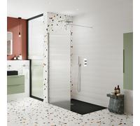 Hudson Reed Fluted Wetroom Shower Screen with Support Bar | Chrome | Glass/Aluminium | 1000mm x 1950mm