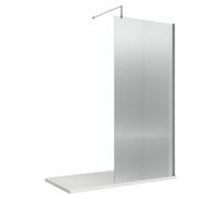 Hudson Reed Fluted Wetroom Shower Screen with Support Bar | Chrome | Glass/Aluminium | 800mm x 1950mm