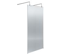 Hudson Reed Fluted Wetroom Shower Screen with Support Bars and Feet | Chrome | Glass/Aluminium | 900mm x 1950mm