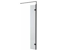 Hudson Reed Fluted Wetroom Swing Screen with Fittings | Matt Black | Glass/Aluminium | 300mm x 1950mm