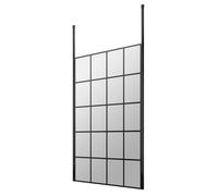 Hudson Reed Framed Wetroom Shower Screen with Ceiling Posts | Matt Black | Aluminium/Glass | 1200mm x 1950mm